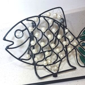 Garden Metal Stake, Beaded Fish with faux pearls, and glass beads in the tail.
